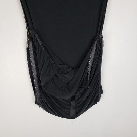Cache Ruched Pencil Skirt Side Zipper Black Draping Cocktail Whimsigoth Size 6 - Picture 8 of 8